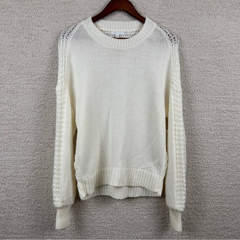 Abound Sweater Womens S Ivory‎ Open Knit Breathable Long Sleeve Casual Comfort